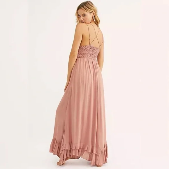 NWT FP Free People One Adella Maxi Slip Dress $128 Rose Pink - Picture 3 of 12